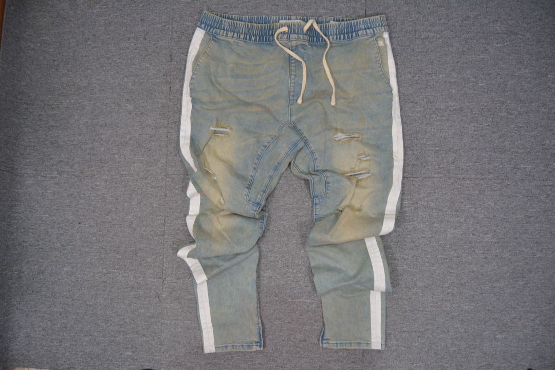 Pacsun drop skinny side 2025 stripe denim jogger pants