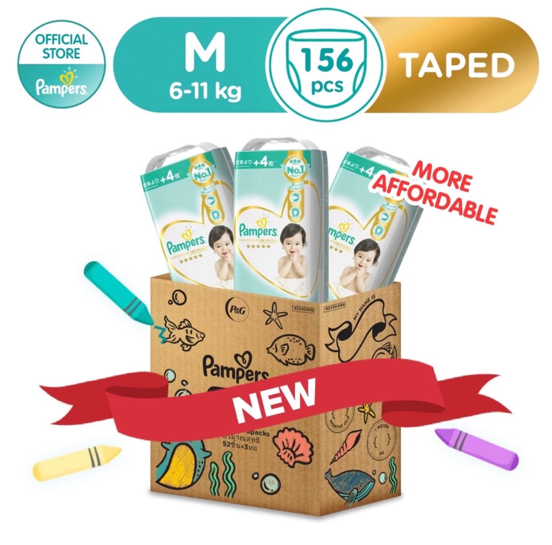 Pampers Diapers (M Size Tape), Babies & Kids, Bathing & Changing