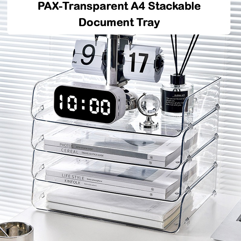PAX-Transparent A4 Stackable Document Tray Table Organiser, Furniture ...