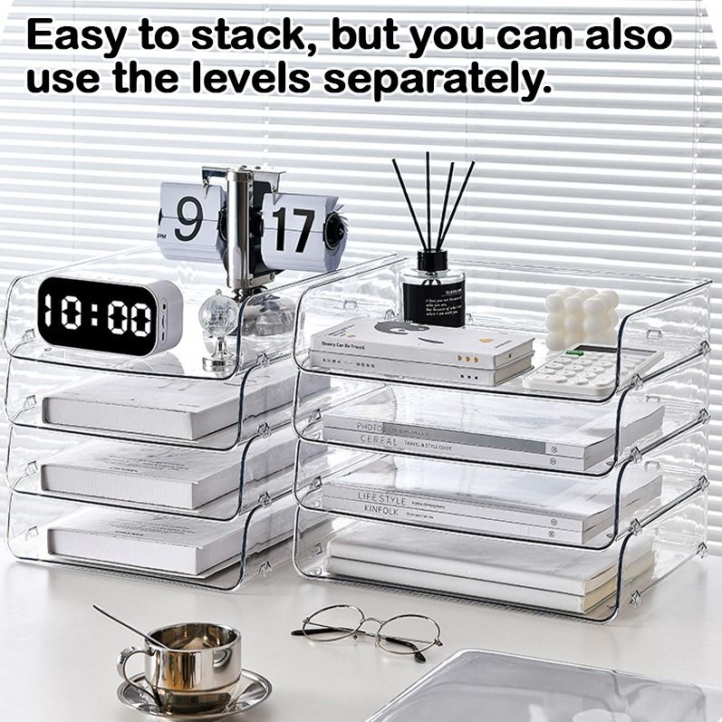 PAX-Transparent A4 Stackable Document Tray Table Organiser, Furniture ...