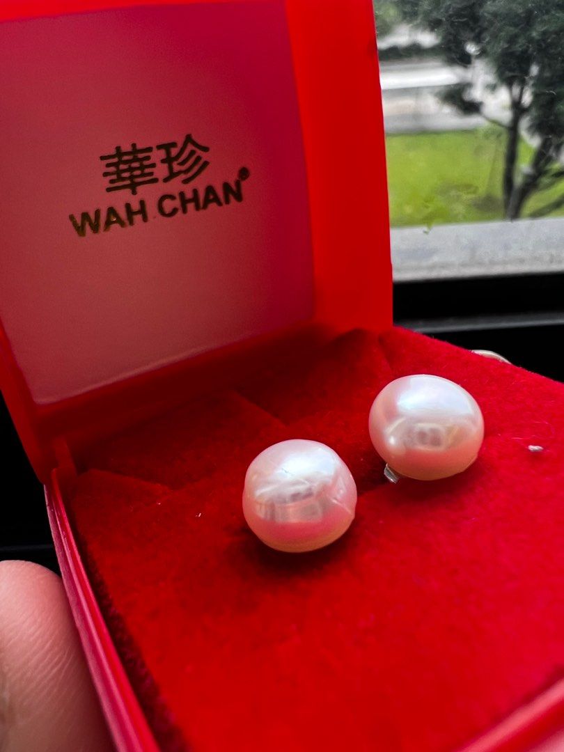 Red pearl stud store earrings