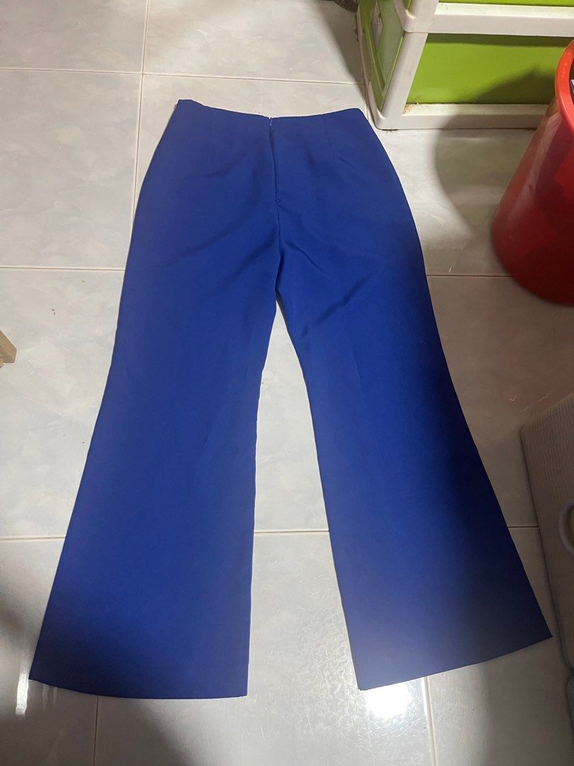 High Waist Flare Pants - Blue - Pomelo Fashion