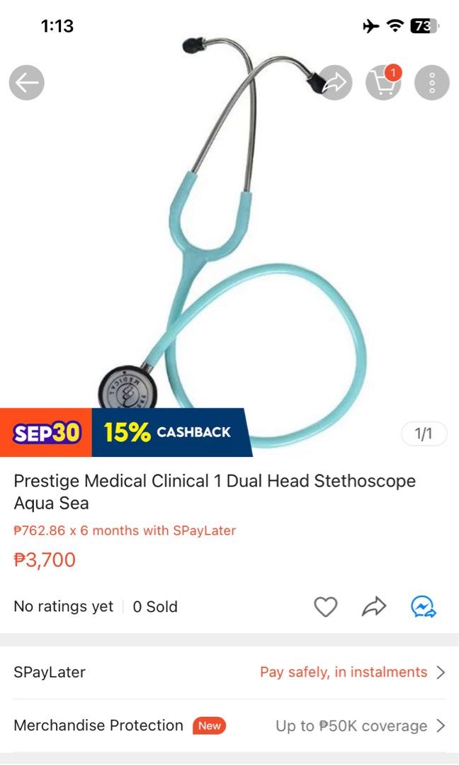 Prestige Medical Clinical 1 Stethoscope, Aqua Sea