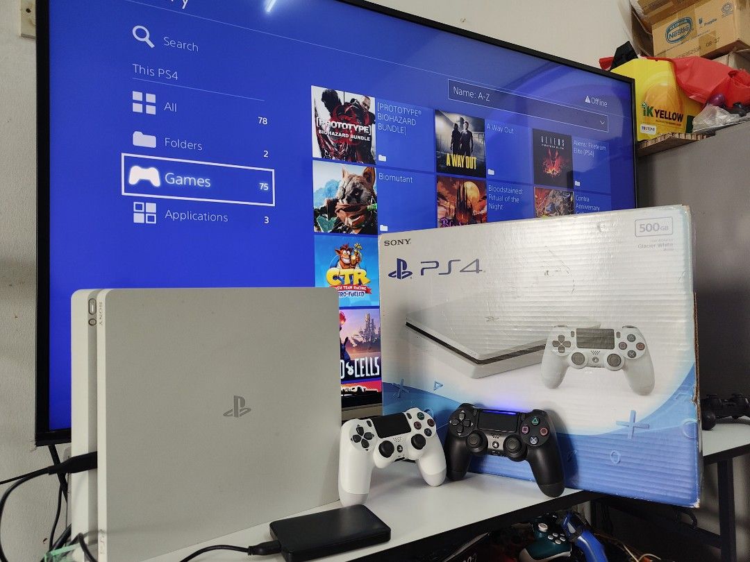 Ps4 jailbreak 1.5tb slim white 75game, Video Gaming, Video Game