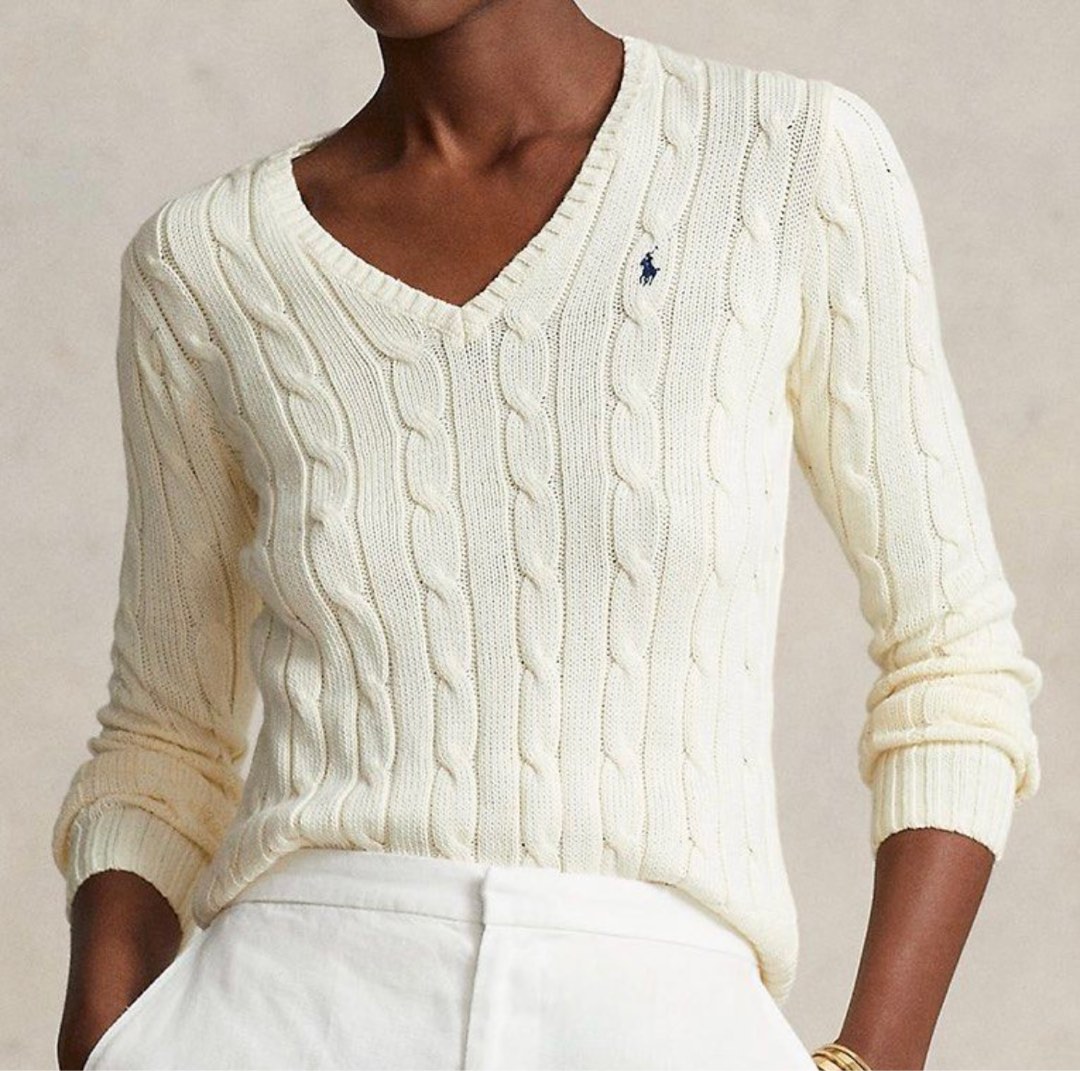 Ralph lauren cotton hotsell v neck sweater