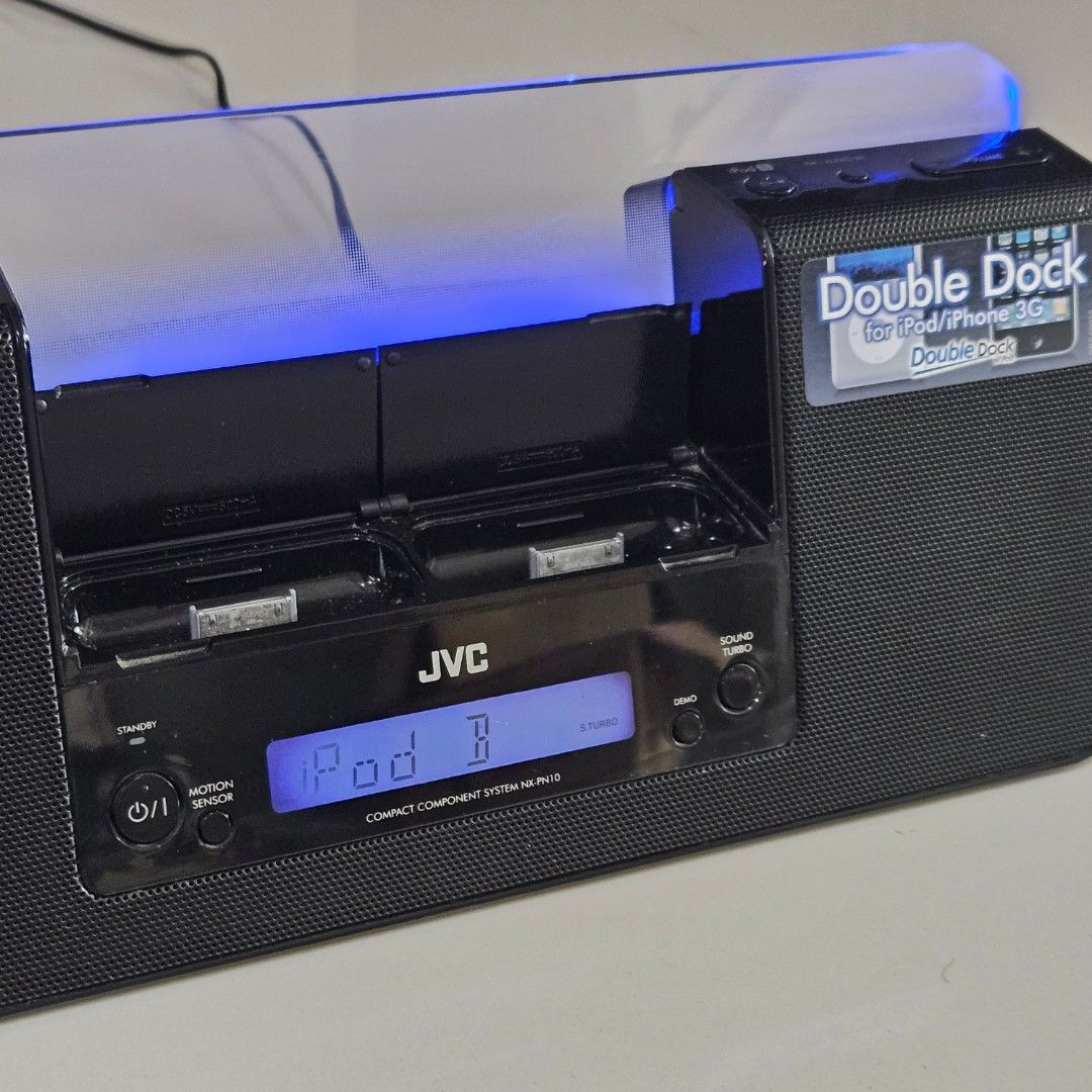 Rare JVC NXPN10 Compact Component System iPhone Dock Clock/Radio