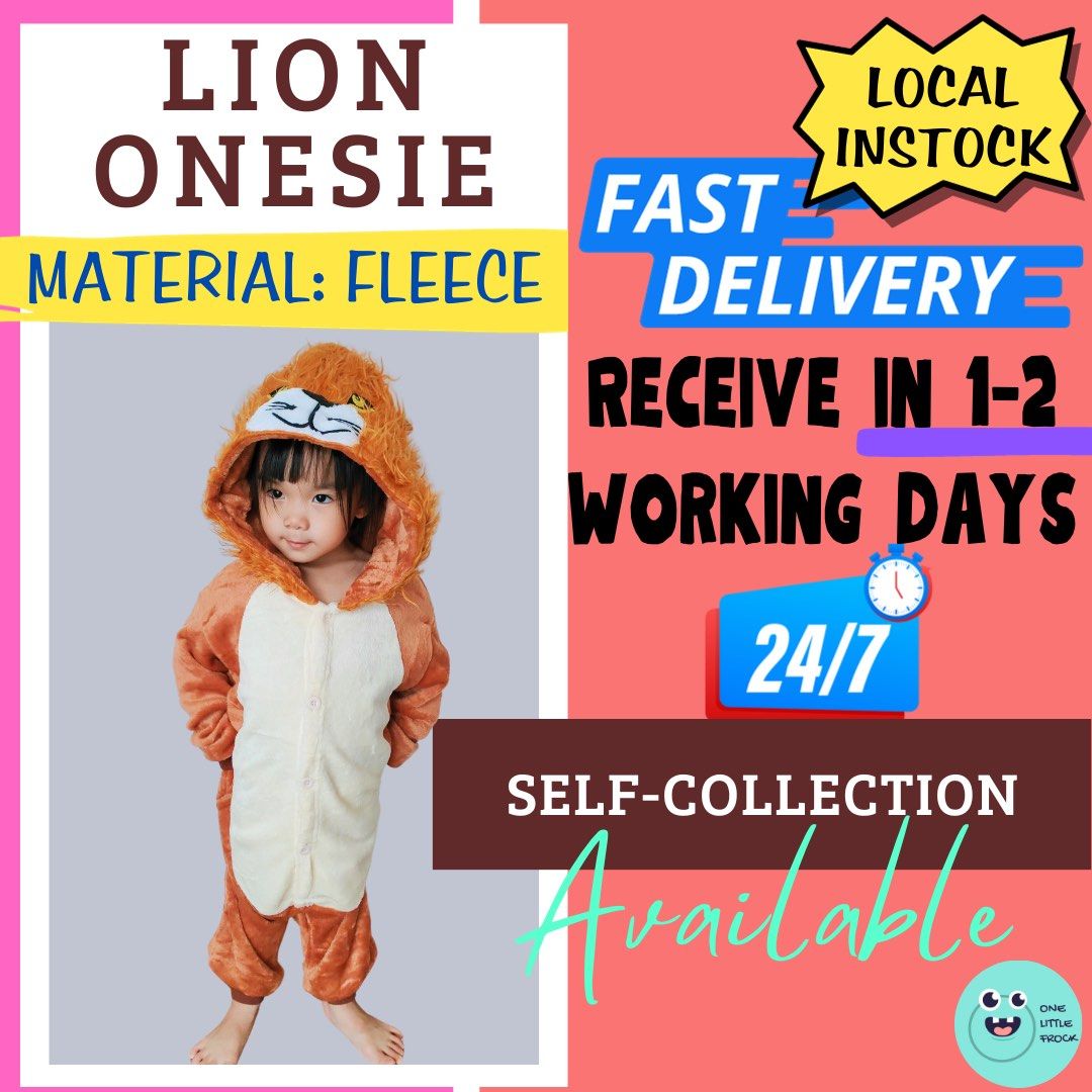 Ready Instocks Lion Long Sleeved Fleece Safari Jungle Animals Costumes Onesies Kids Children Character Day Events Babies Kids Babies Kids Fashion on Carousell