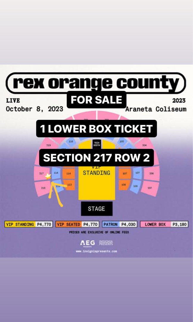 Rex Orange County 1 LB Tickets, Tickets & Vouchers, Event Tickets on