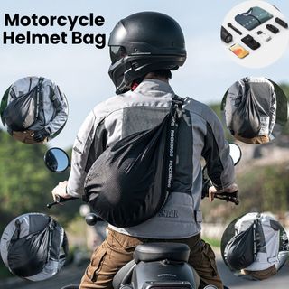 Motorcycle helmet shop storage on bike