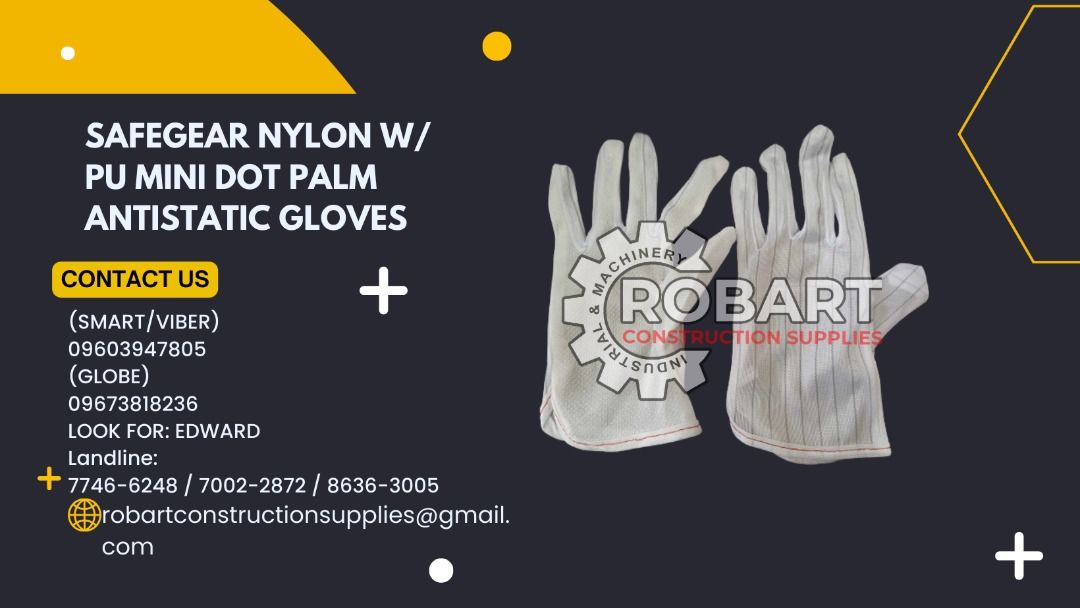 safegear nylon w/ PU mini dot palm antistatic gloves, Commercial ...