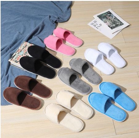 SG STOCK Hotel Slippers Thick Soled Solid Color Coral Velvet