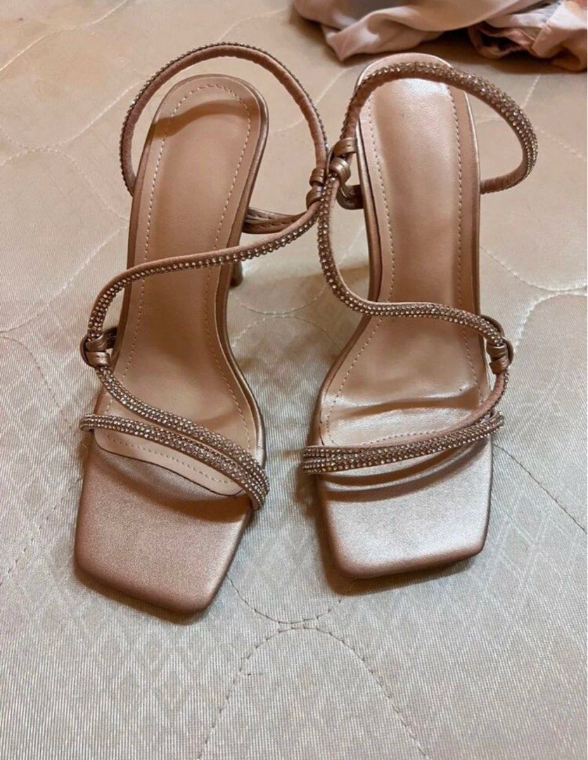 Shein Champagne Rhinestone Heels (Category: Heels) located in Manila. Submitted by shoppingaccx__ (Listing ID 1257455401, Image 1). Description: Size 37.5-8 Heel height: 3.9 inches Used once! Bought at P1,516 from the Shein app.
