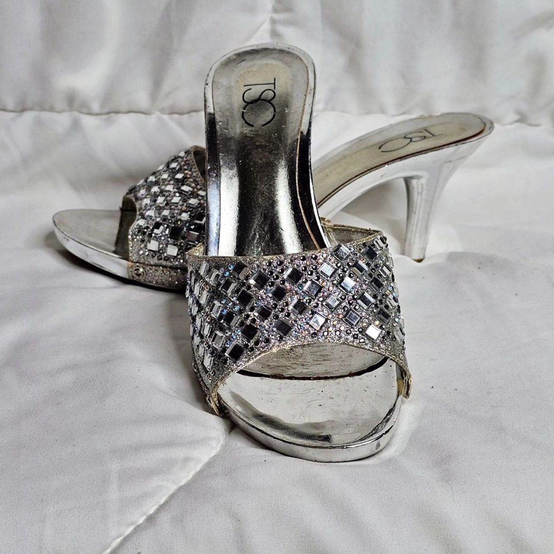 Jeyda Wide Fit Clear Silver Diamante Heels | SIMMI London