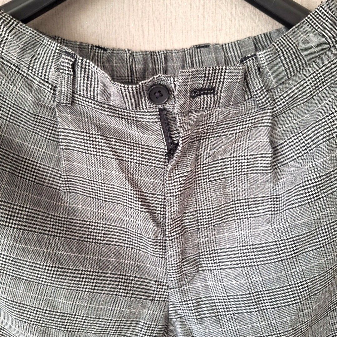 Smart Jogger Pants Mens Checked Grey