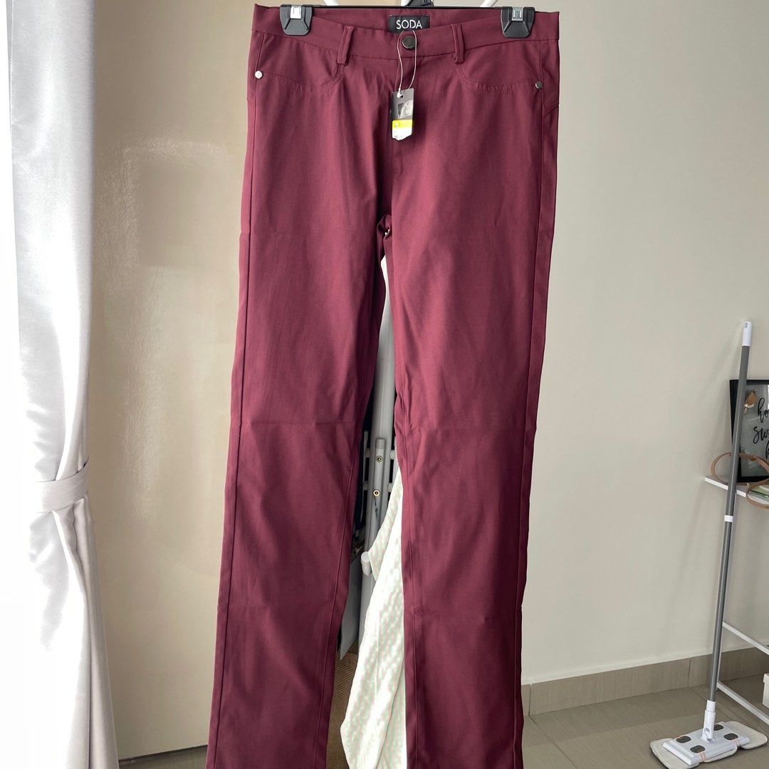 Maroon pants, Women's Fashion, Bottoms, Other Bottoms on Carousell