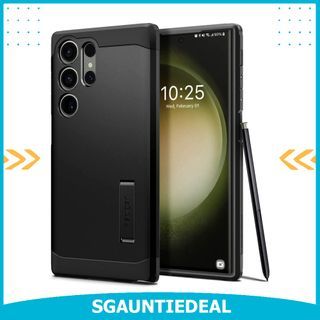 Spigen Compatible for Galaxy S23 Ultra Case Tough Armor - Black (Black)