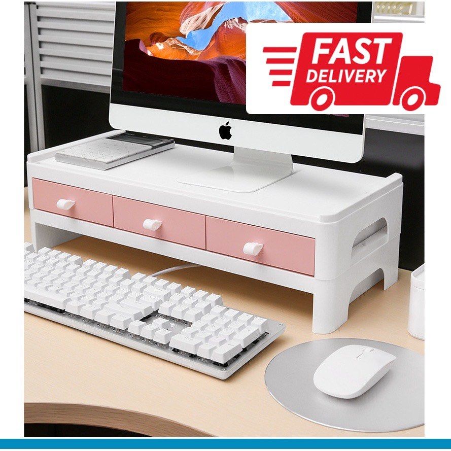 Stackable Multifunctional Computer Monitors Stand Riser With Drawer Organizer Elevated Rack (Category: Shelves, Cabinets & Racks) located in Singapore. Submitted by bw.eshop (Listing ID 1257378938, Image 1). Description: .