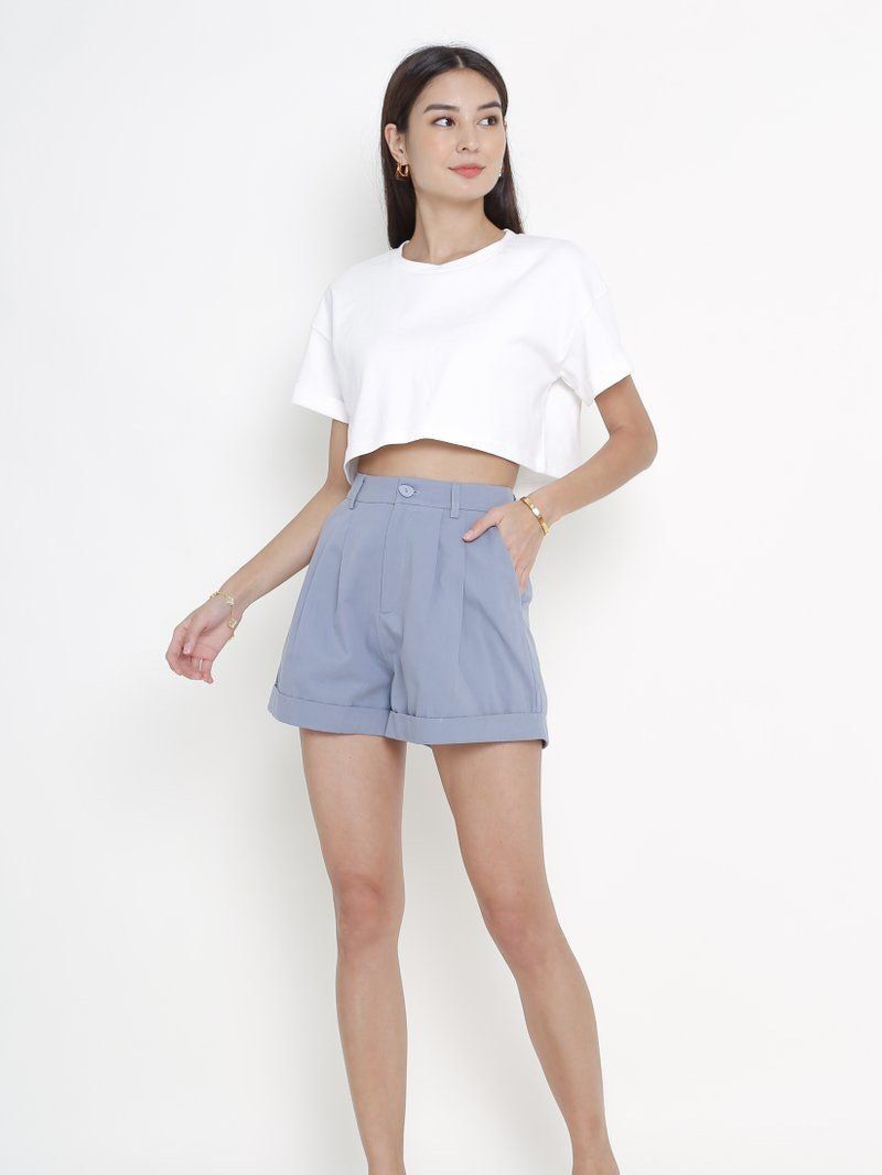 KARL CORDUROY CUFFED HEM SHORTS (SHADOW GREY)