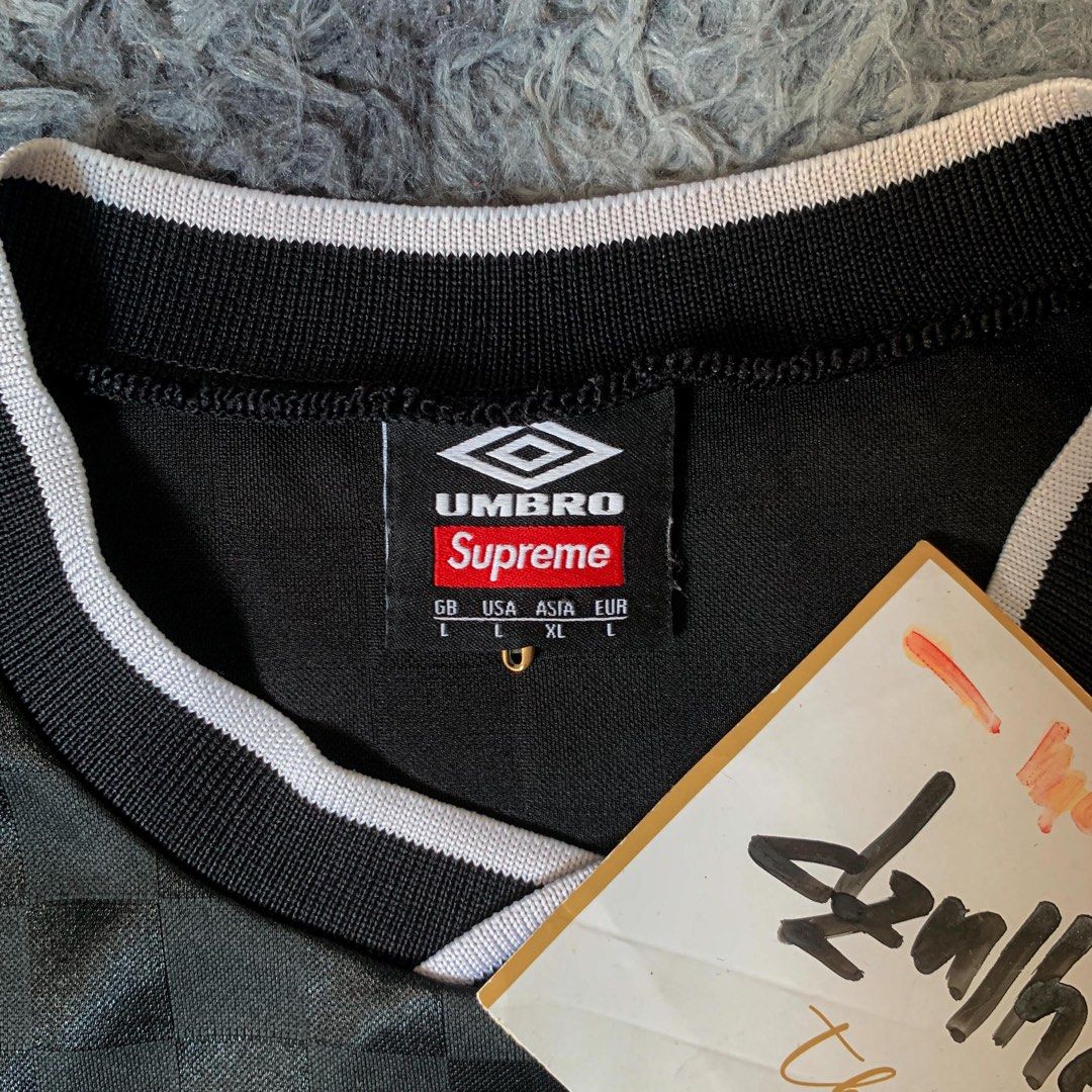 Supreme Umbro Soccer Jersey, Men's Fashion, Tops & Sets, Tshirts & Polo  Shirts on Carousell