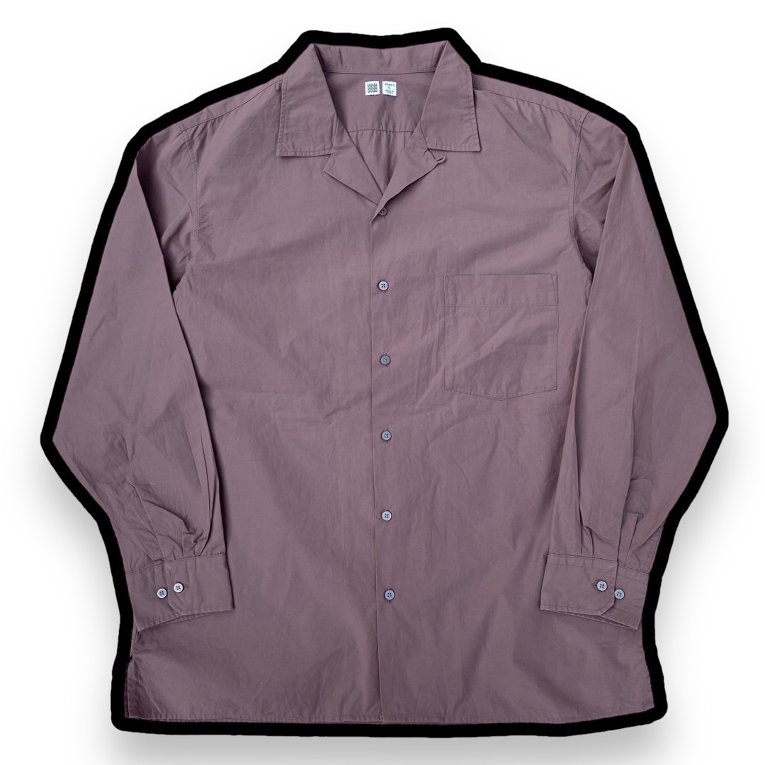 Uniqlo U open collar shirt bowling shirt, Fesyen Pria, Pakaian , Atasan