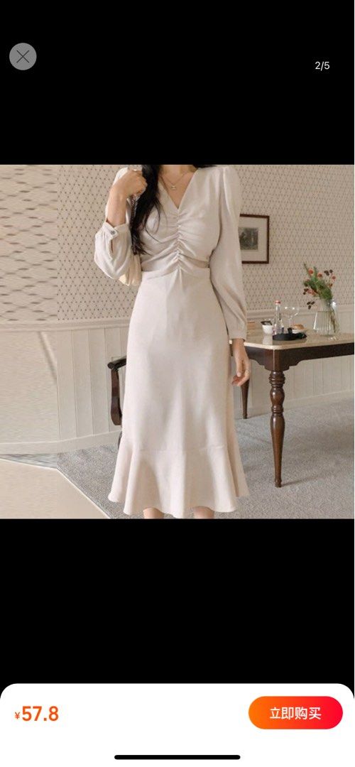 Sheath V-Neck Chiffon Floor-Length Dress Ivory Plus Size main image 1
