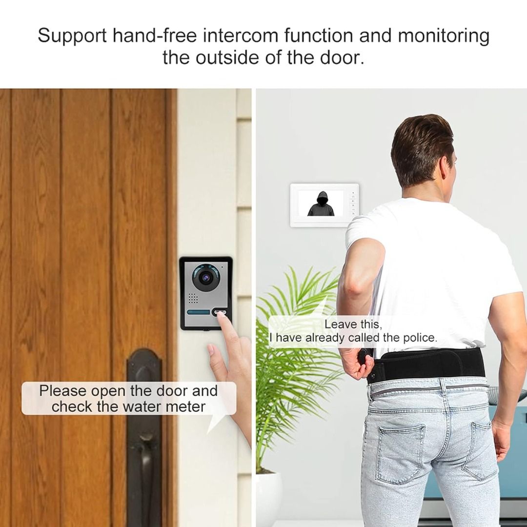 Video Doorbell, Night Vision Wall Mounted Ultra Thin Video Door Phone