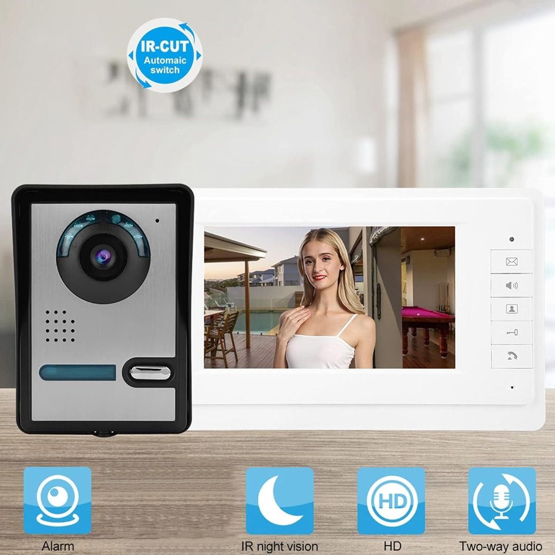 Video Doorbell, Night Vision Wall Mounted Ultra Thin Video Door Phone