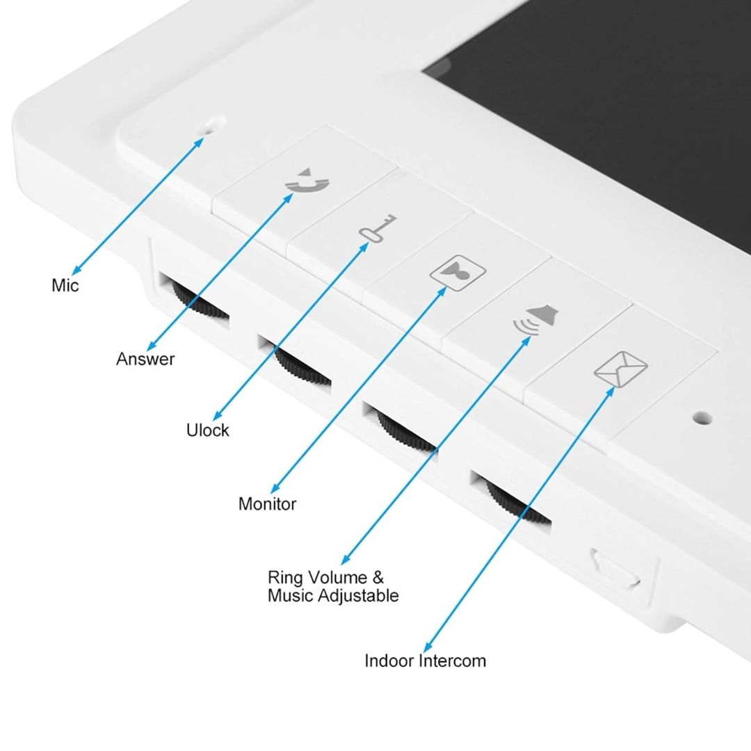 Video Doorbell, Night Vision Wall Mounted Ultra Thin Video Door Phone