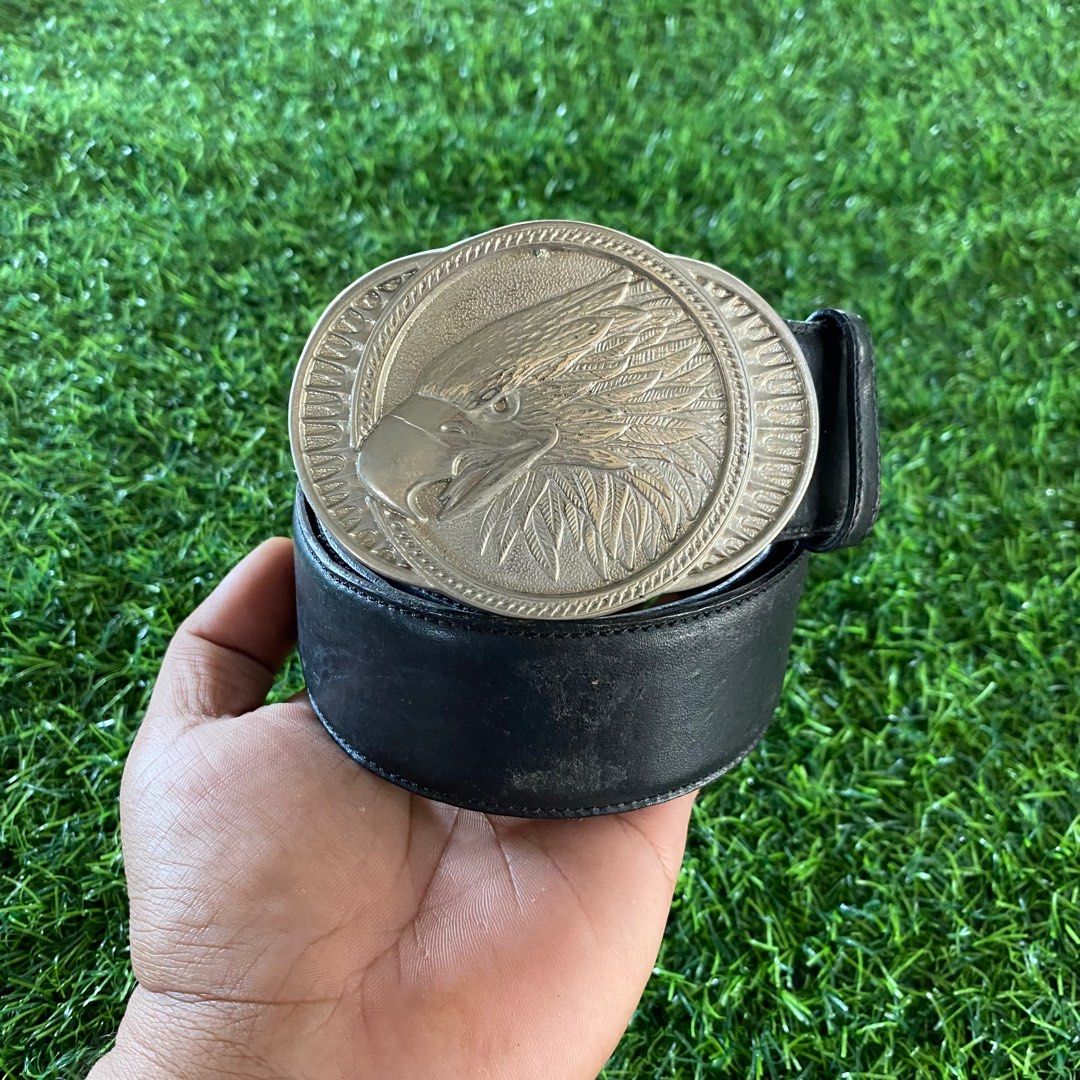 Vintage Emporio Armani Eagle Silver Buckle Belt Made In