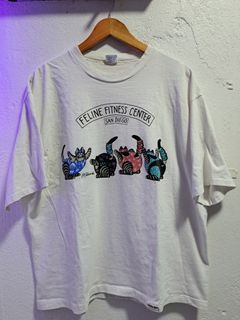 VTG 80's Crazy Shirts Hawaii "Feline Fitness Center" Kliban Cats USA T-Shirt - XL