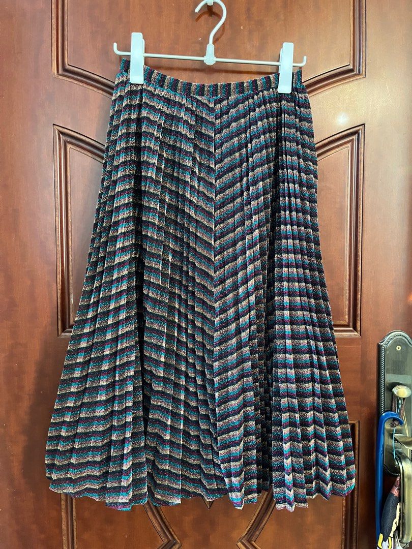 Whistles Vintage Colour Metallic Pleated Skirt