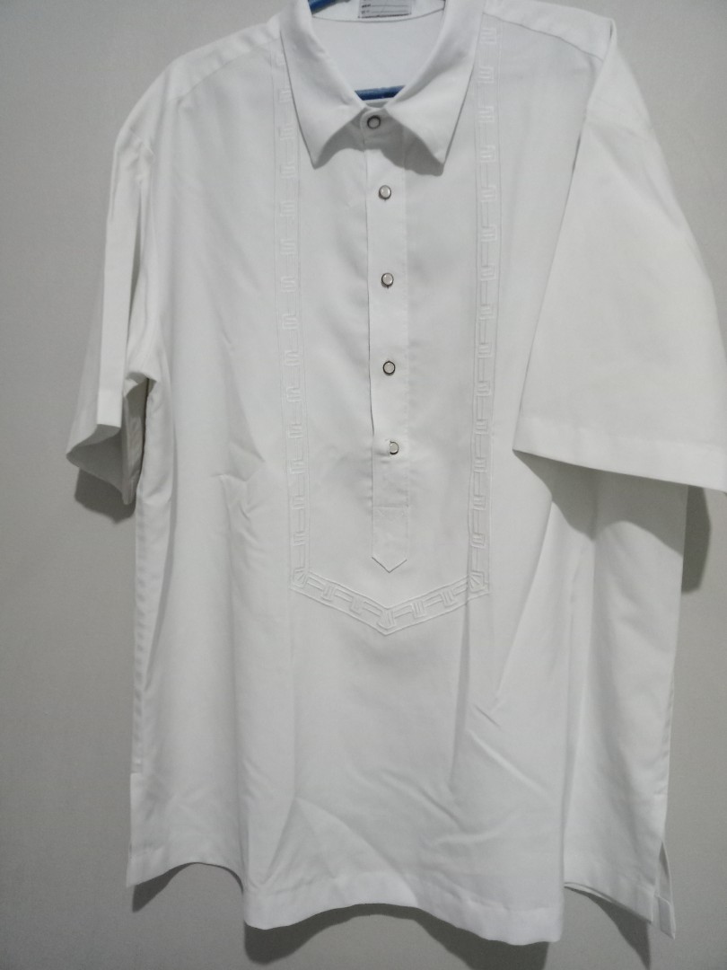 White Barong Short Sleeve, Men's Fashion, Tops & Sets, Formal Shirts on ...