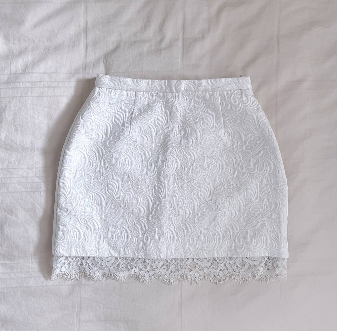 White lace pencil mini skirt cheap