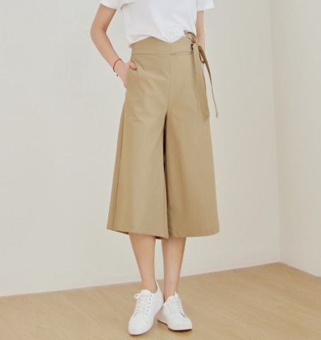 Women wide leg capri pants high waist casual ladies woman pants