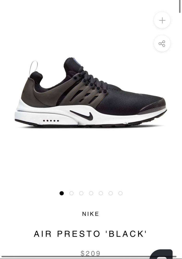WOMENS AIR PRESTO BLACK WHITE Women s Fashion Footwear