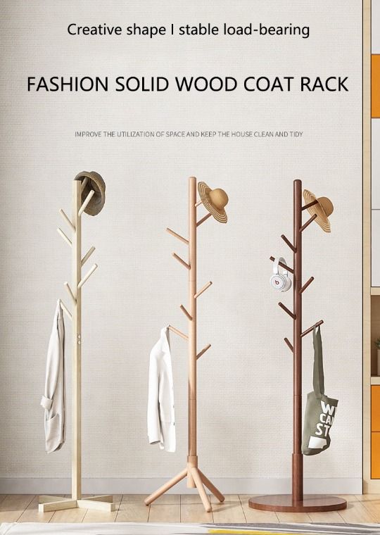 Wooden Clothes Hanger Rack Nordic Style Clothes Hanger Stand Bedroom Save Space Coat Hanger