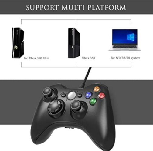 Zexrow Xbox 360 Controller, USB Wired Gamepad Joystick with Improved Dual  Vibration and Ergonomic Design for Microsoft Xbox 360 & Slim & PC Windows