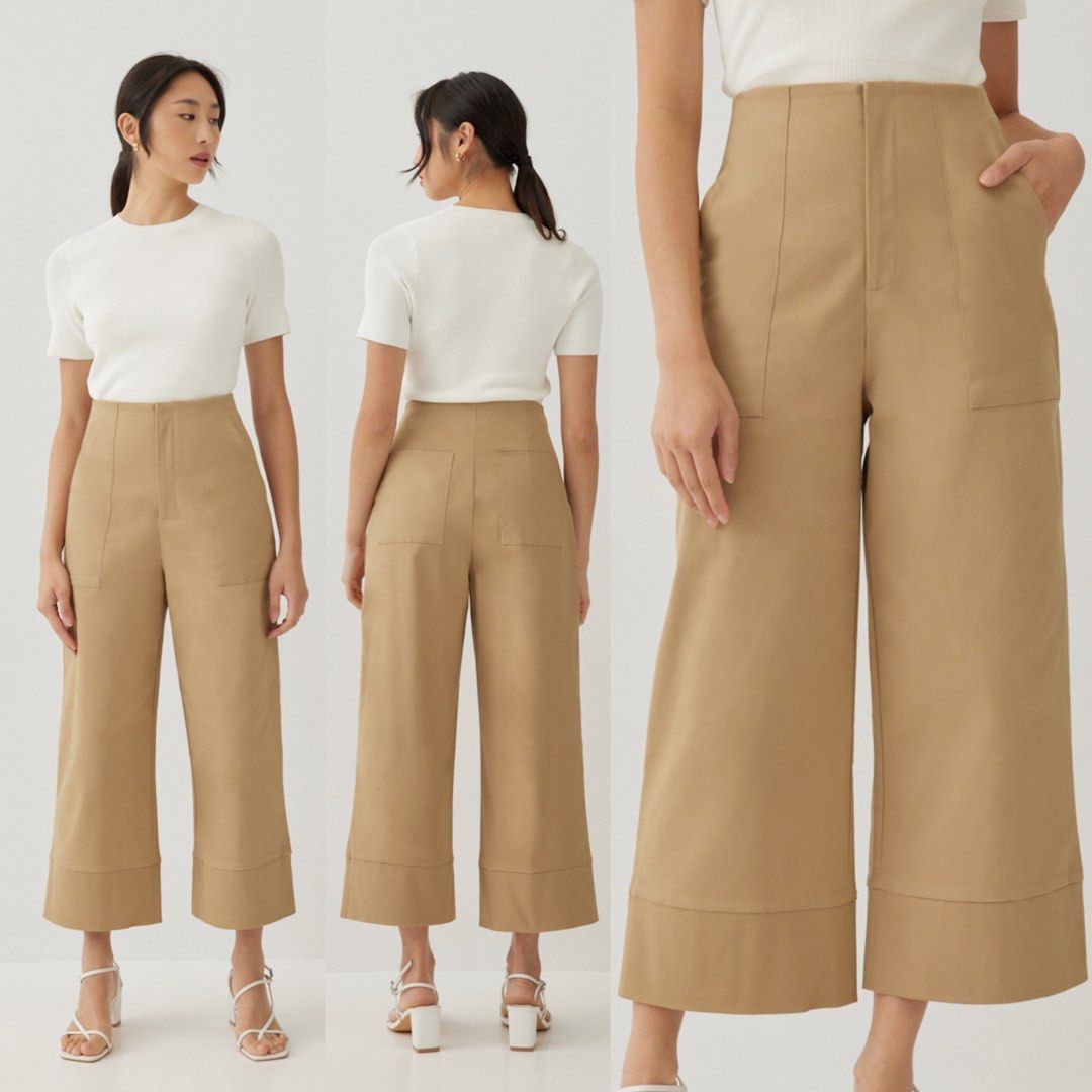 XS) Love Bonito LB Peanne Cotton Wide Leg Culottes in Khaki, Women's  Fashion, Bottoms, Other Bottoms on Carousell