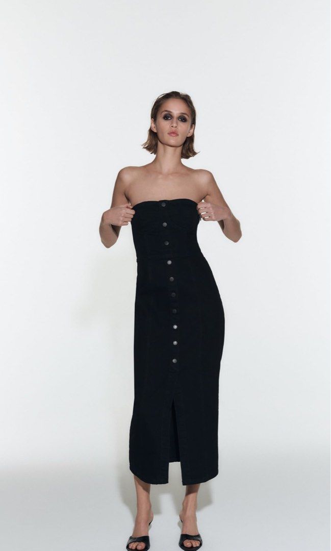 Zara black sale denim dress