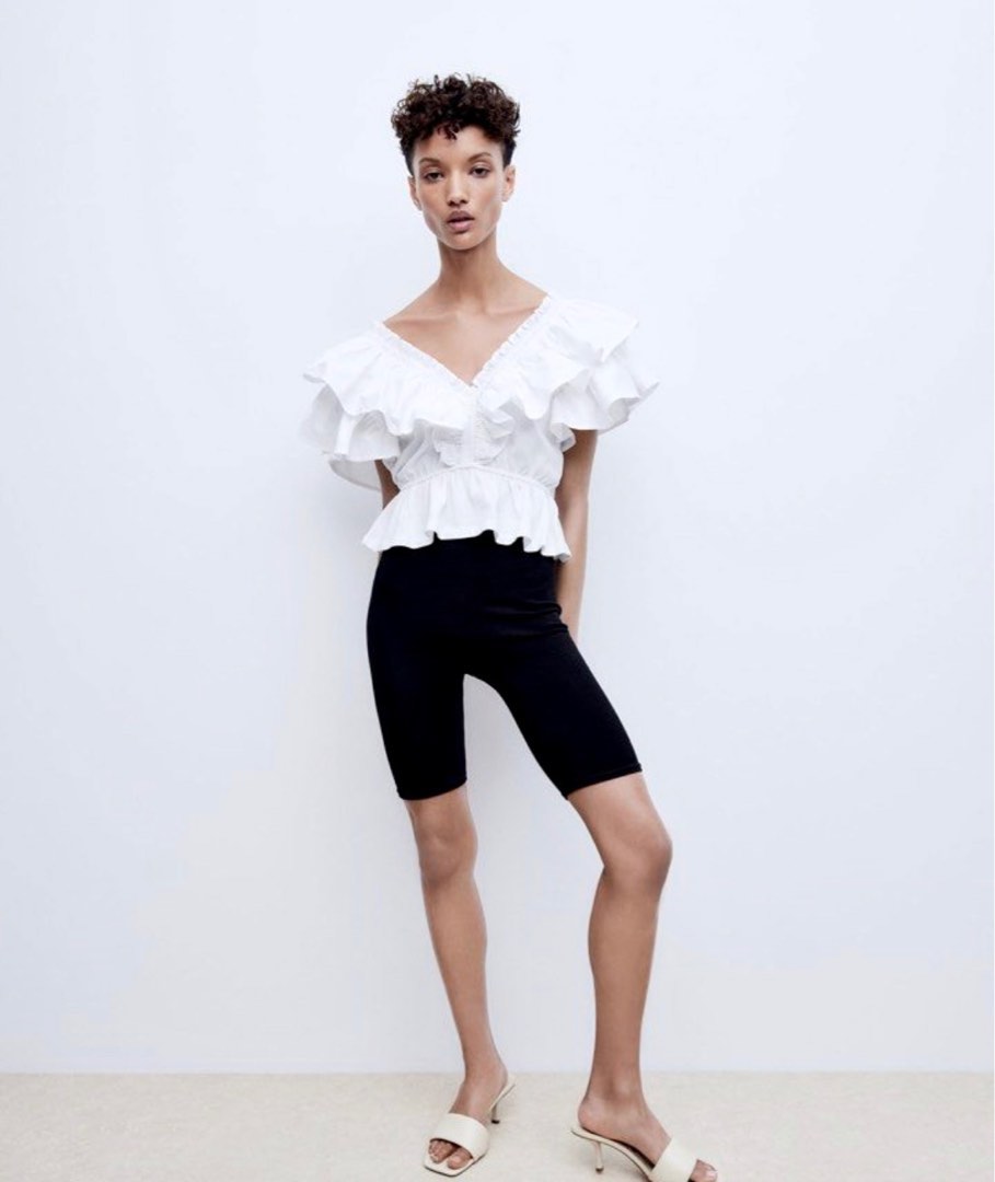Zara Ruffled top, Women's Fashion, Tops, Blouses on Carousell