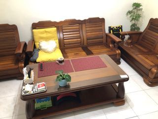 客廳實木桌椅組，2手優質實木家具，請注意出售內容