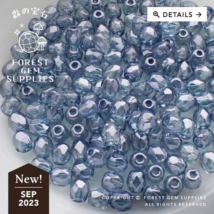 3mm Mini steel blue faceted round premium Czech glass beads