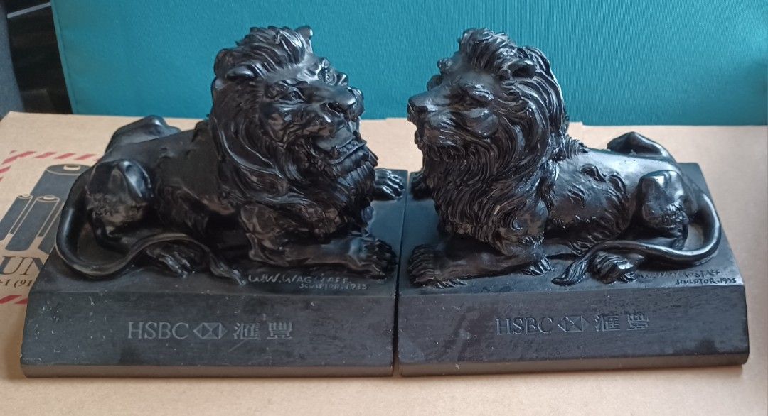 匯豐銀行獅子一對HSBC, 興趣及遊戲, 收藏品及紀念品, 古董收藏- Carousell