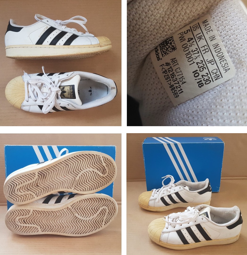 Adidas Designer Sneakers Superstar Shoes White Leather Black Stripes US 5 UK 4.5 EU 37 1 3 High Performance Active Lifestyle Fashion Footwear