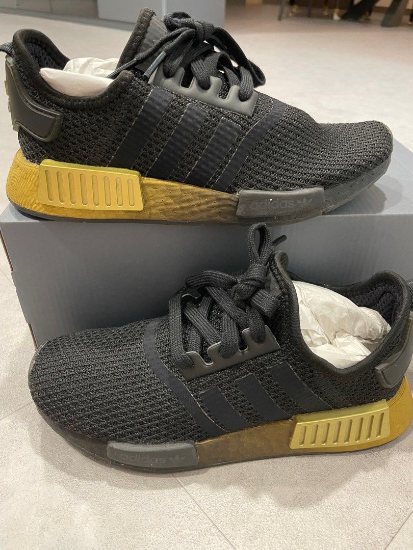 Adidas NMD black gold, Women's Fashion, Footwear, Sneakers on Carousell
