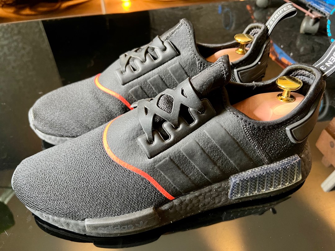 Adidas nmd r1 core black solar 2025 red line