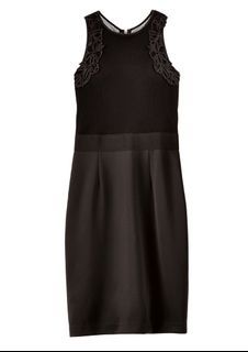 Brand new Ashley Graham Sleeveless Mesh Crochet Top Midi Dress Black US6