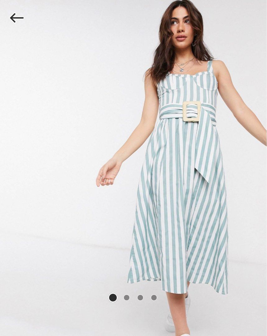 ASOS Design midi skater sundress with wicker belt in green stripe, Women's Fashion, Dresses & Sets, Dresses on Carousell ASOS Design midi skater sundress with wicker belt in green stripe, Women's Fashion, Dresses & Sets, Dresses on Carousell