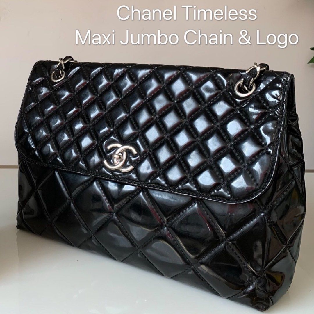 Black Quilted Patent Leather Large Box with Chain Gold Hardware, 2021, Handbags & Accessories, The New York Collection, 2021