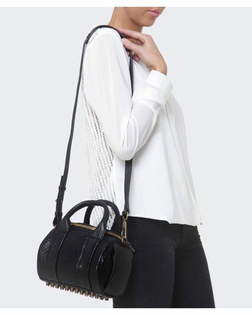 Authentic Alexander Wang Rockie Bag in black pebbled leather with rose gold hardware Luxury Bags Wallets on Carousell